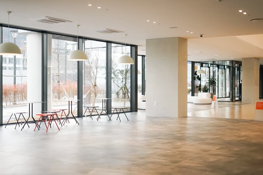 Glass tower lobby