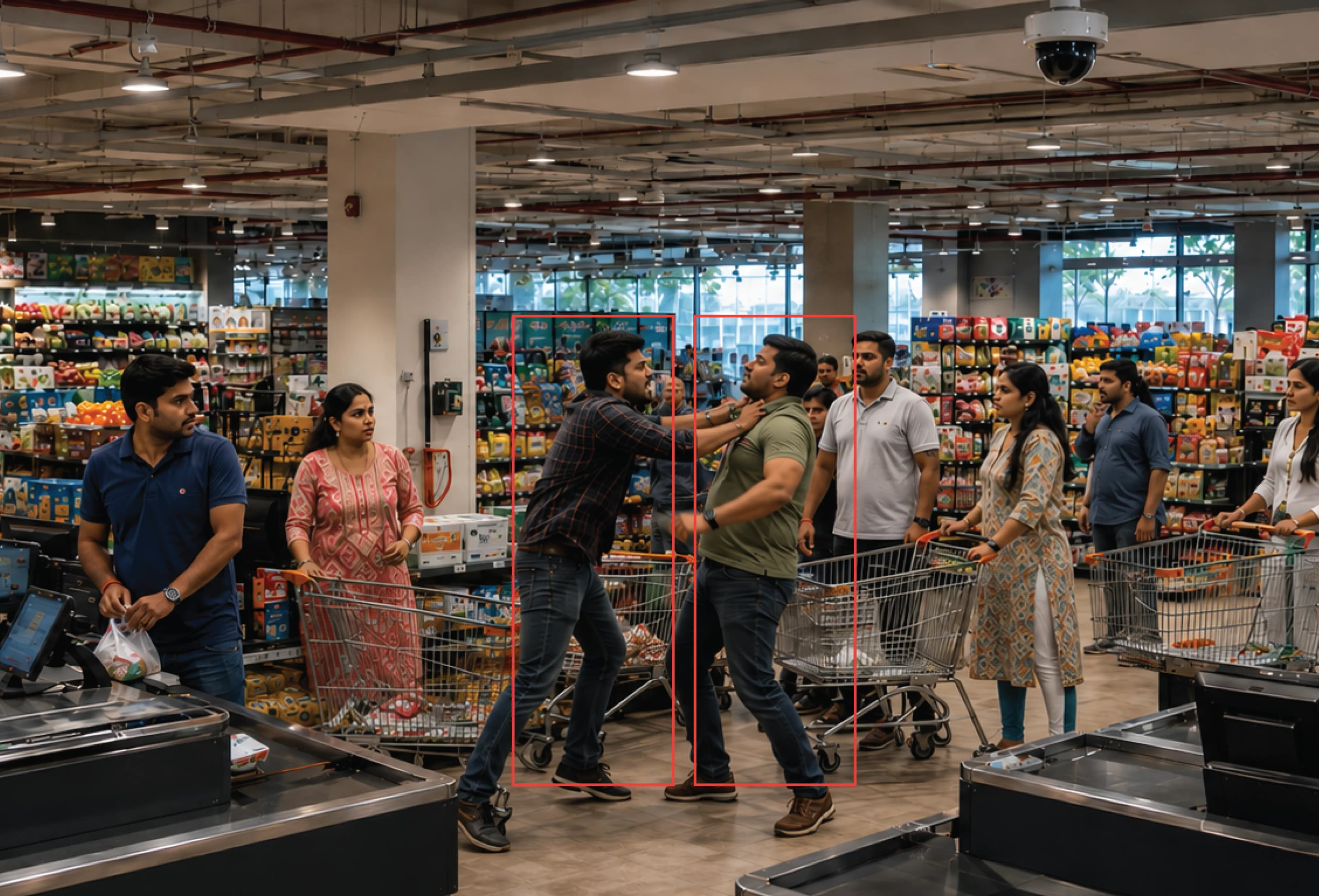StorePulse Checkout Incident Detection AI-detected activity at a retail checkout counter flagged for operator review