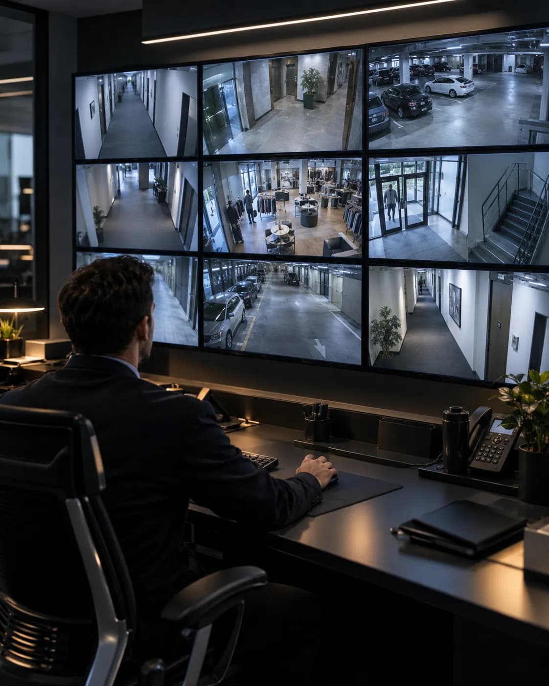 Too Much Footage to Watch Operator watching a single CCTV monitor with more footage than one person can review