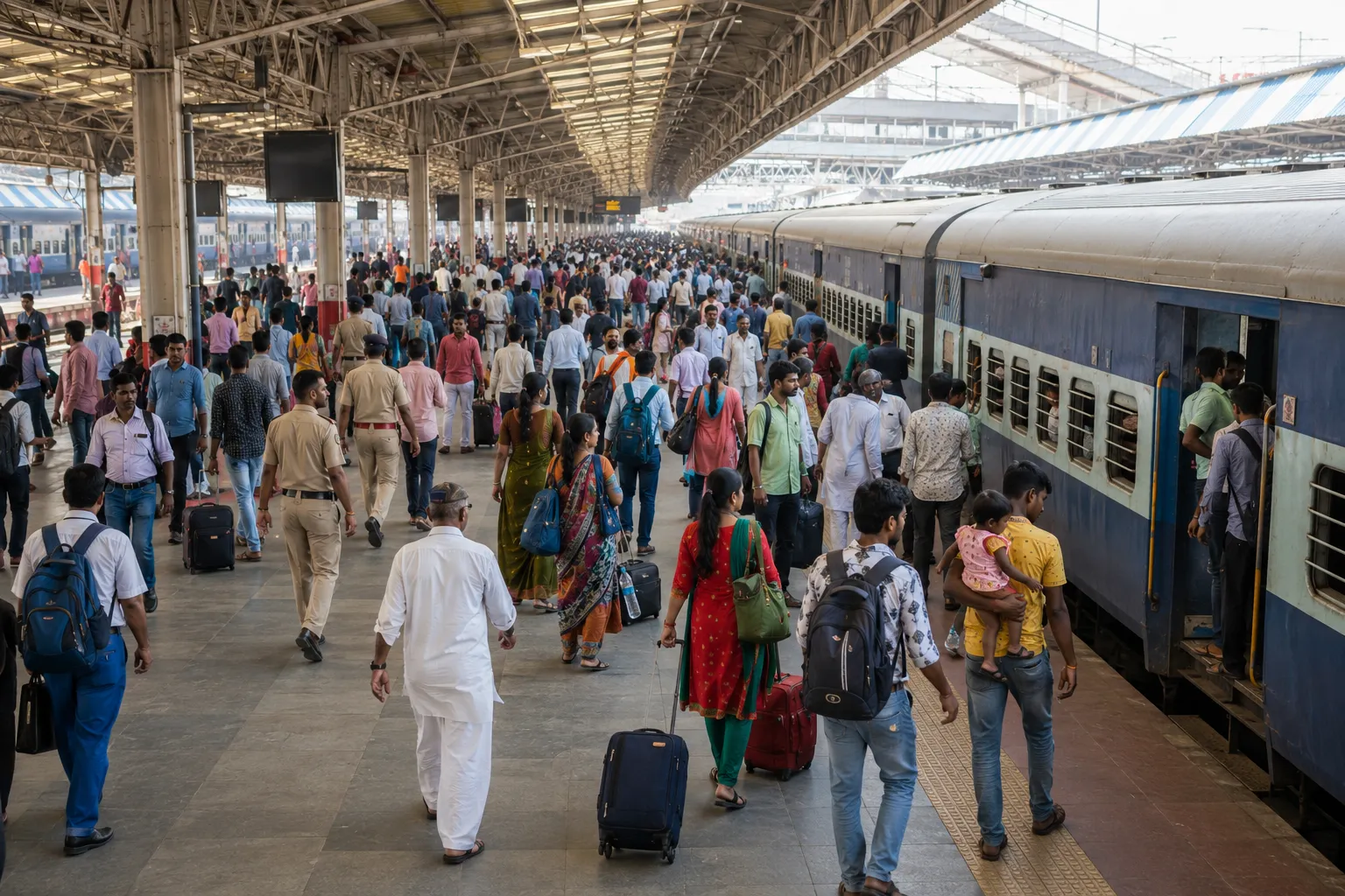 iDONE Railway User Scale Crowded railway station platform representing large-scale user management across multiple locations