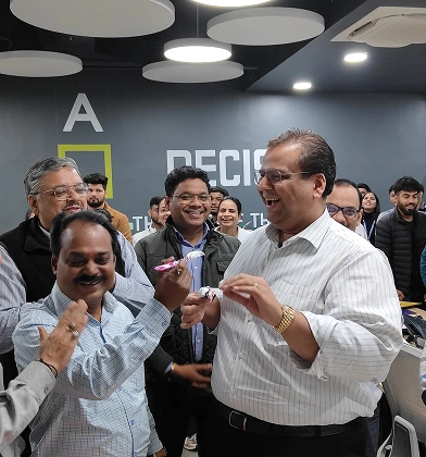 Transline team celebrating together at the office