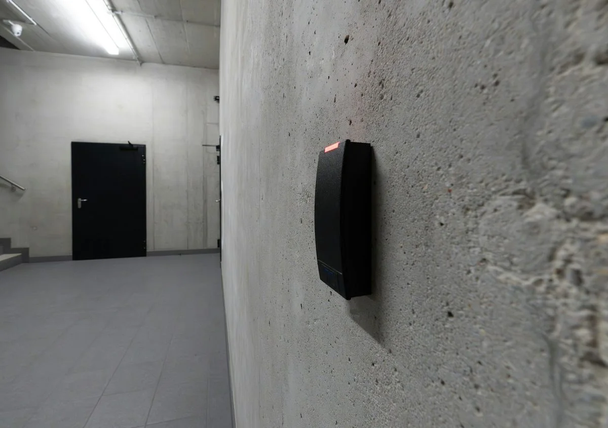 Access reader beside a secure door