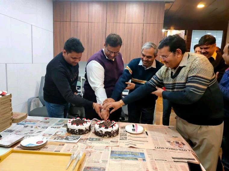 Cutting the cake at the office