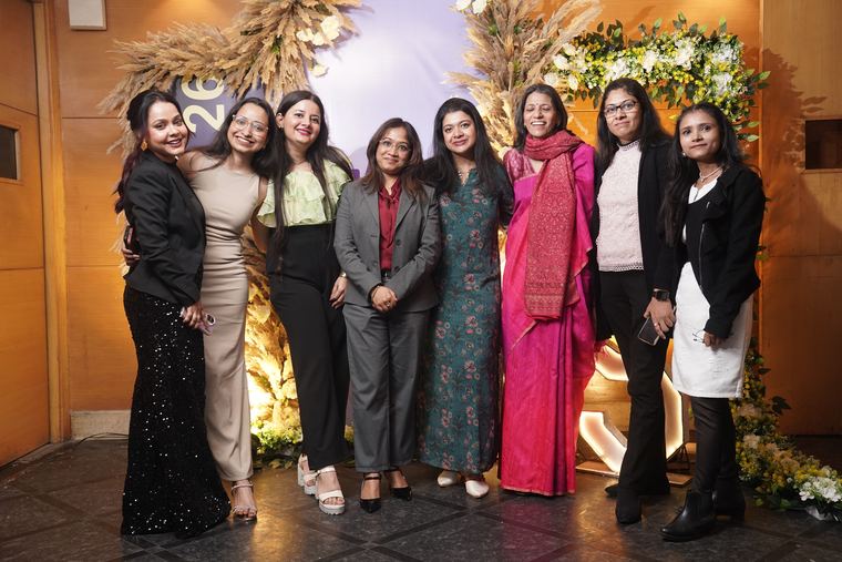 Colleagues dressed up for the annual evening