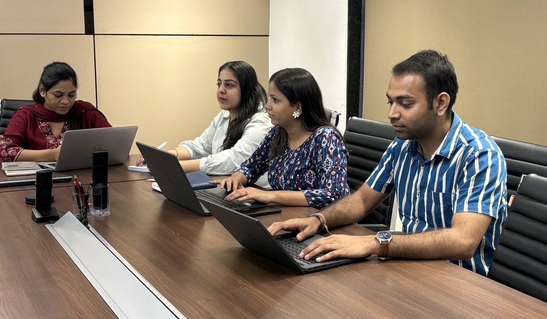 A project review in the boardroom